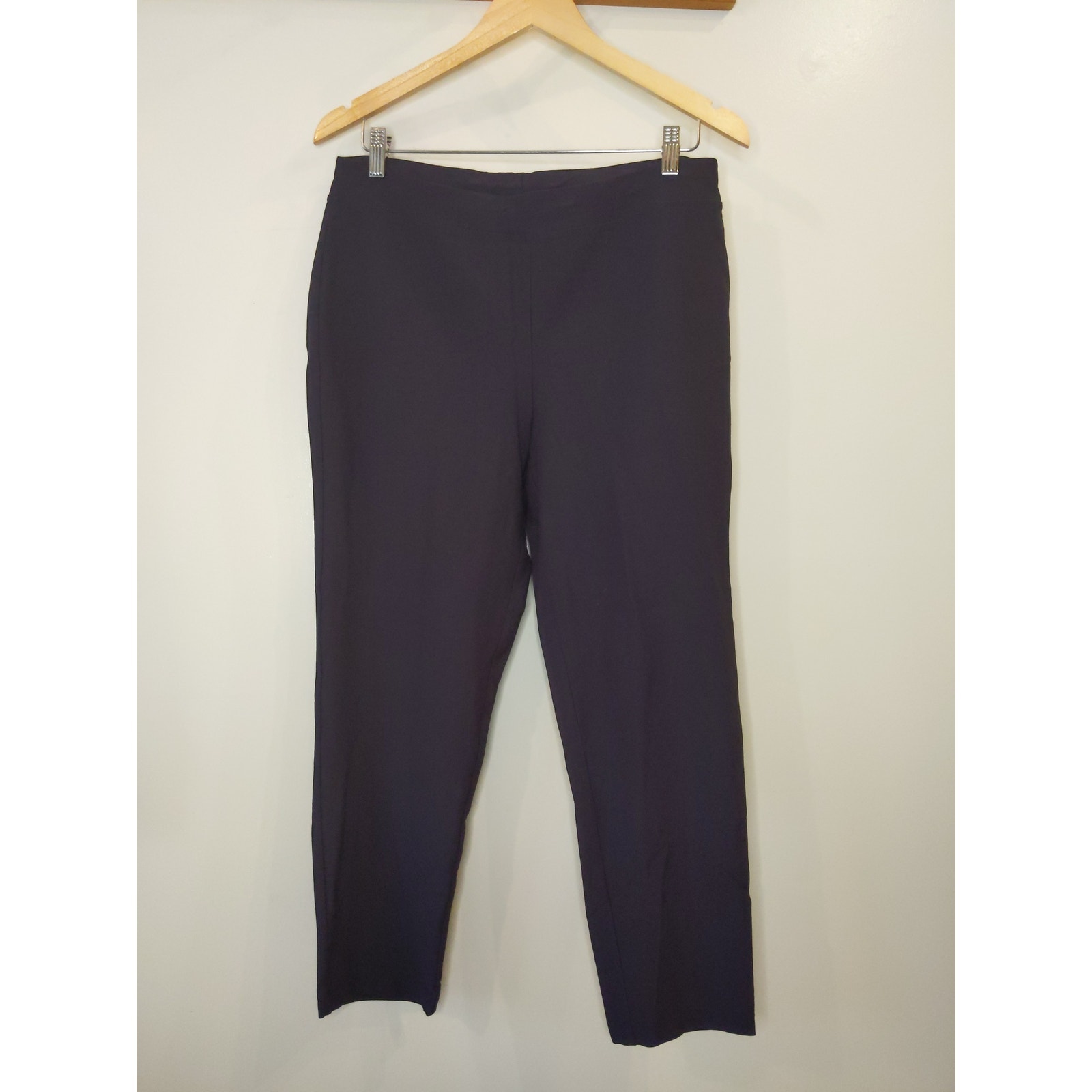 Eileen Fisher Gray Viscose Stretch Straight Leg Pull On Ankle Pants Medium Usa
